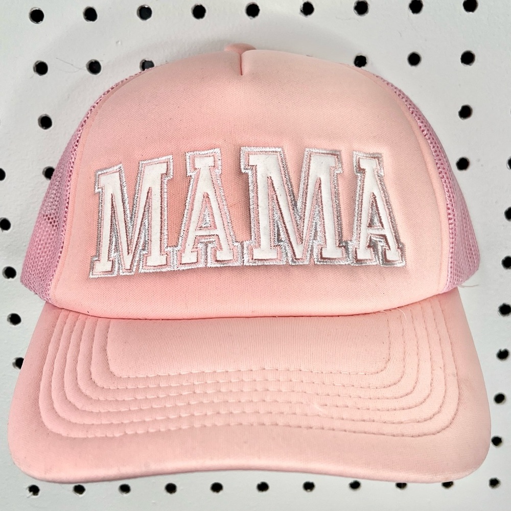 Kirklands Pink 'MAMA' Women's Trucker Hat Trendy Cap Embroidered Mom Gift